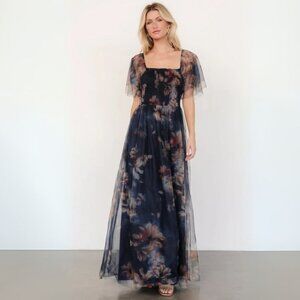 Baltic Born Floral Midi Dress - Navy and Pink